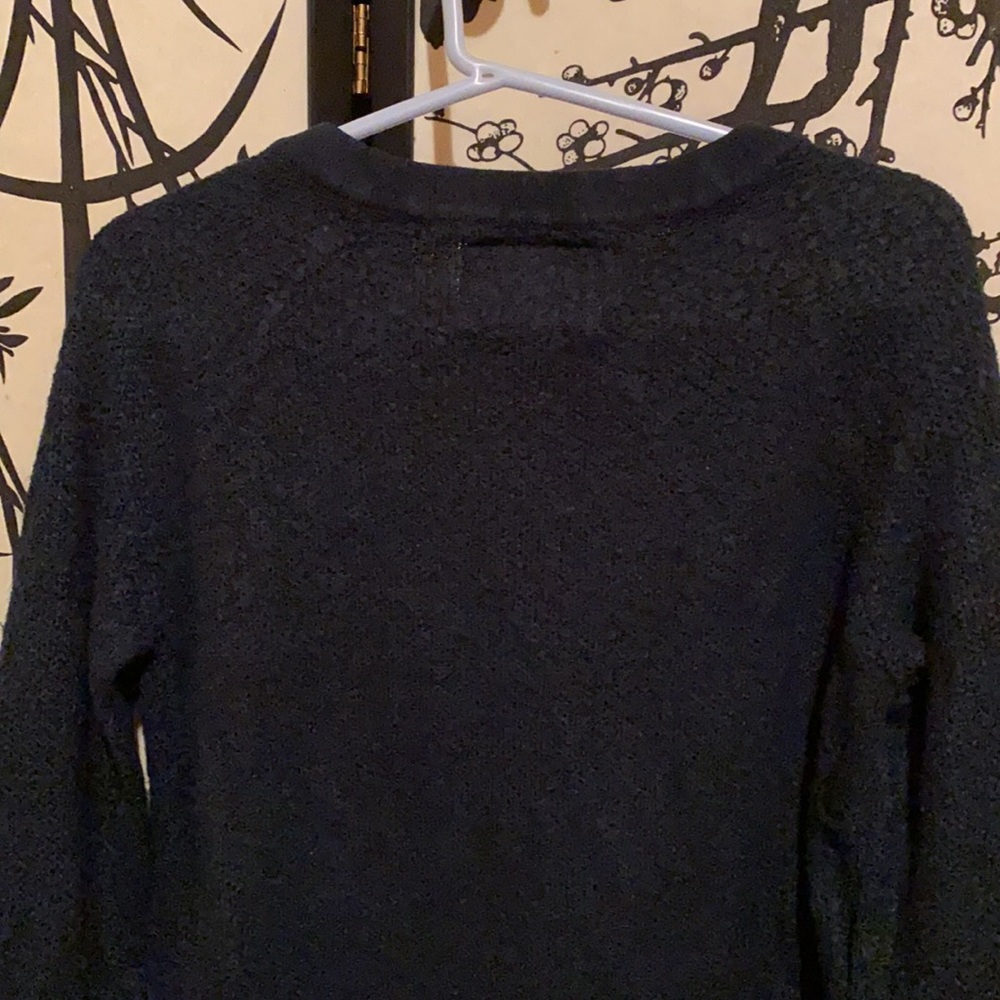 Abercrombie & Fitch Navy  Blue Zipper Neckline Chunky SweaterW/Gold Metal Logo - Picture 14 of 16